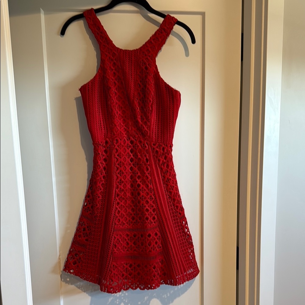 Chelsea28 Red Halter Fit and Flare Cocktail Dress